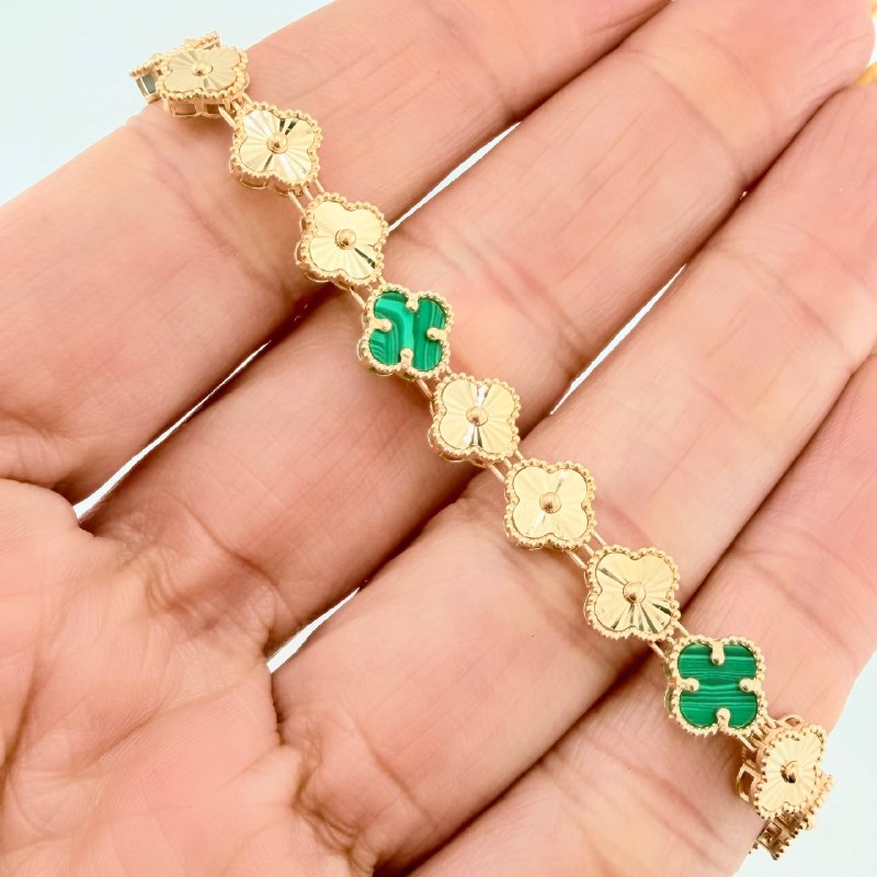 Clover Bracelet Diamond Cut 9.2 g / 7 in / 7.2 mm 18K Yellow Gold