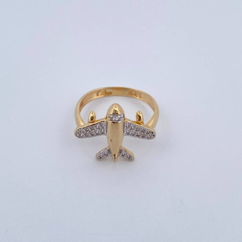 Airplane Ring 2.25gr / Size 6 / 18K Gold &