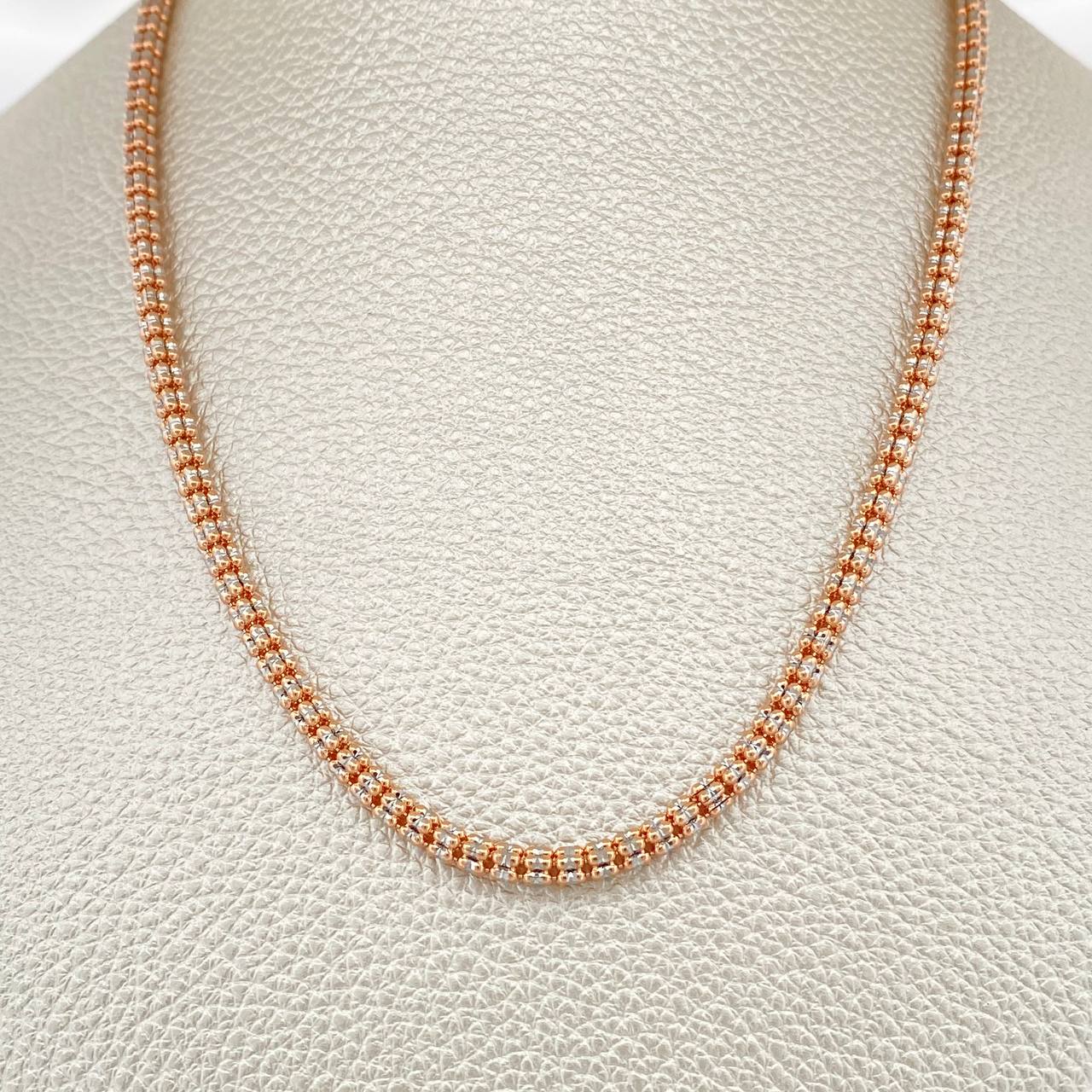 Cadena Ice 20.75gr / 24 in / 3.2mm Dos Oros Blanco Rosa +4 14K Italy %