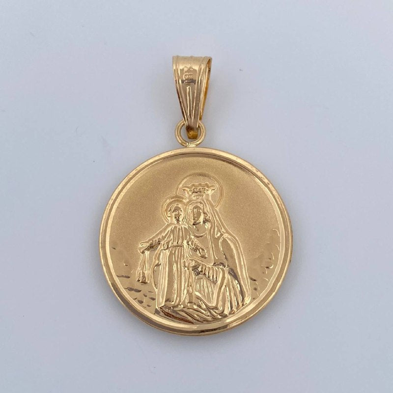 Dije Sagrado Corazon De Jesus - Virgen Del Carmen 3.5gr / 1 1/2 in / Oro Amarillo 18K &