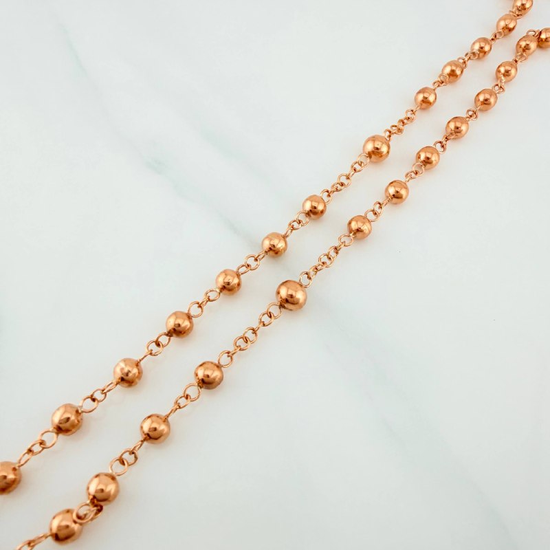 Rosary Virgin of Guadalupe 13.55 g / 15 1/4 in / 4 mm 18K Rose Gold