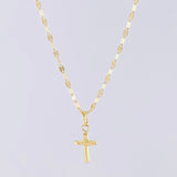 Mirror Flower Chain Set + Cross Pendant / 1.25g / 18 in Yellow Gold 18K