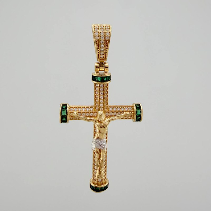 Dije Cruz Cristo 7.5 g / 2 in Dos Oros Amarillo Blanco 18K