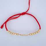 Pulsera Tejida Roja Corazon 1.9gr / Oro 18K &