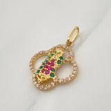 Dije Virgen Guadalupe Flor 2.1gr / 1 in / Oro Amarillo 18K &