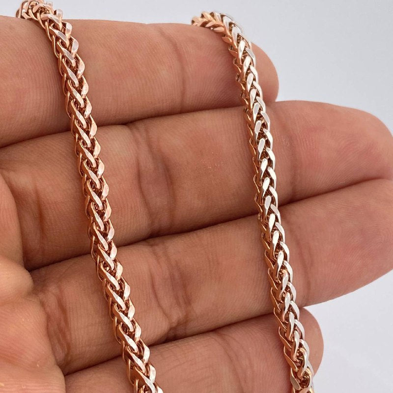 Cadena Franco 17.25gr / 23 1/2 in / Dos Oros Blanco Rosa +3 18K %