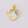 Dije Corazón Mariposa Flor 1.7g / 3/4 in Tres Oros 18K