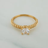 Anillo Solitario Trenzado 2.55gr / T7 1/4 / 1 in / Oro Amarillo 18K $