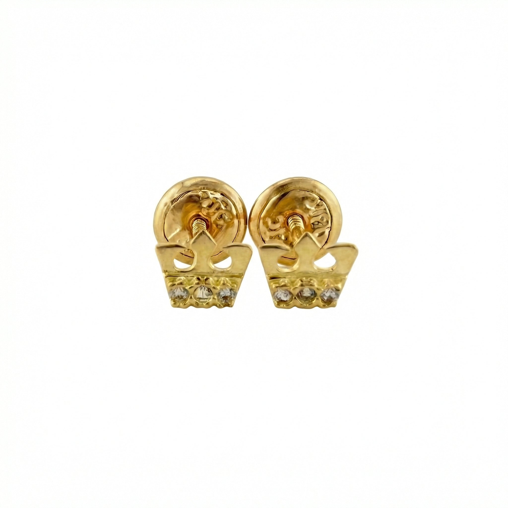 Crown Stud Earrings 0.65gr / 2.8mm Yellow Gold 18K &