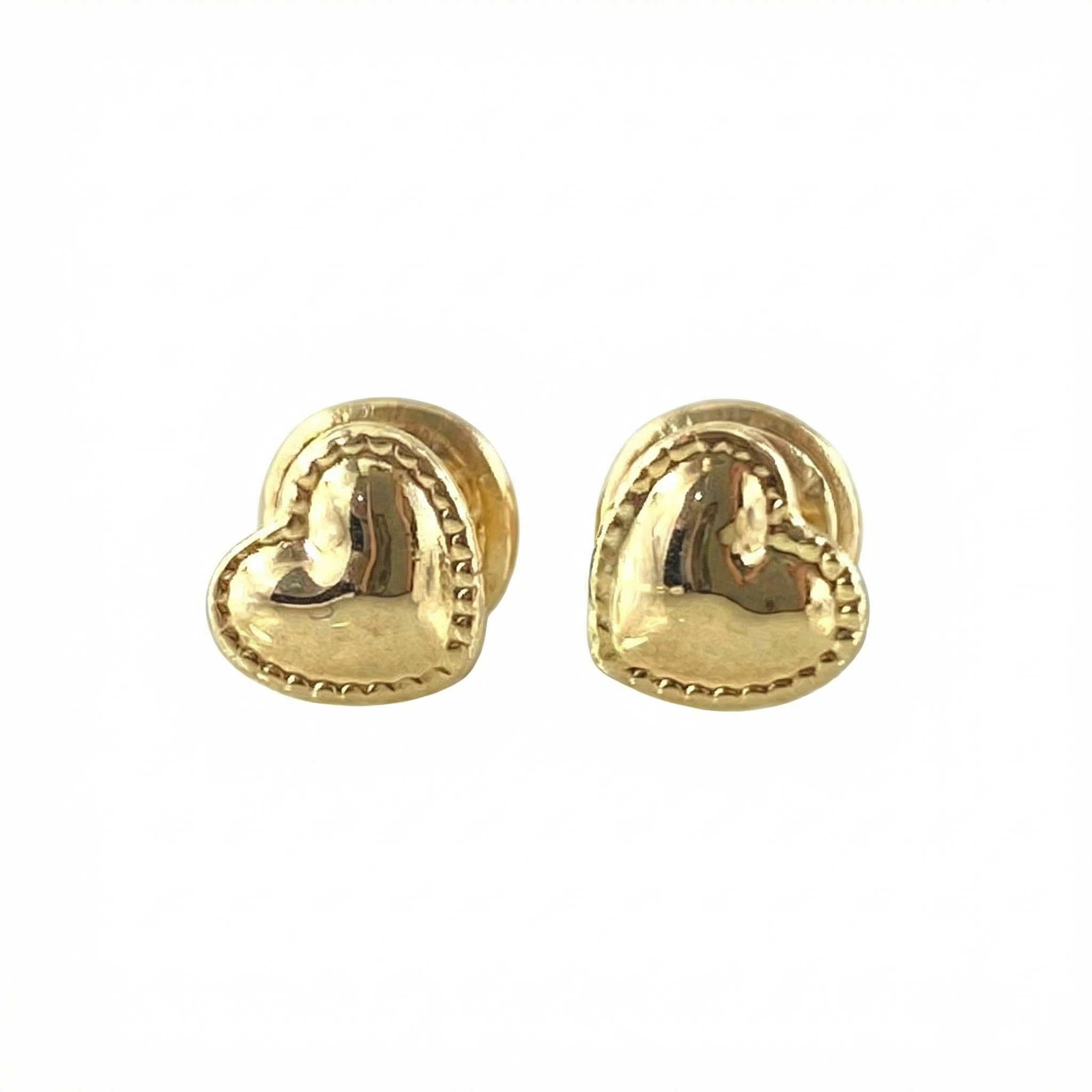 Stud Earrings Heart Bordered 0.55gr / 18K Gold