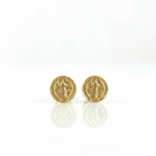Stud Earrings Saint Benedict 0.75gr / 8.2mm Yellow Gold 18K