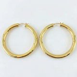 Hoop Earrings Smooth Bulky Hoop 4.85gr / 2.2in / 18K Gold +4 (Offer)