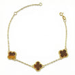 Classic Link Bracelet Gradual Clover 4.4gr / 16cm-19.5cm / 1.5mm Tiger's Eye Dotted Yellow Gold 18K