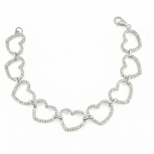 Pulso Corazones Continuos 11.65gr / 7 in / Plata 925