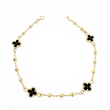 Pulso Militar Treboles Flores Negras 3.35gr / 7 1/2 in / 8.2mm Oro Amarillo Nac.Esp. 18K