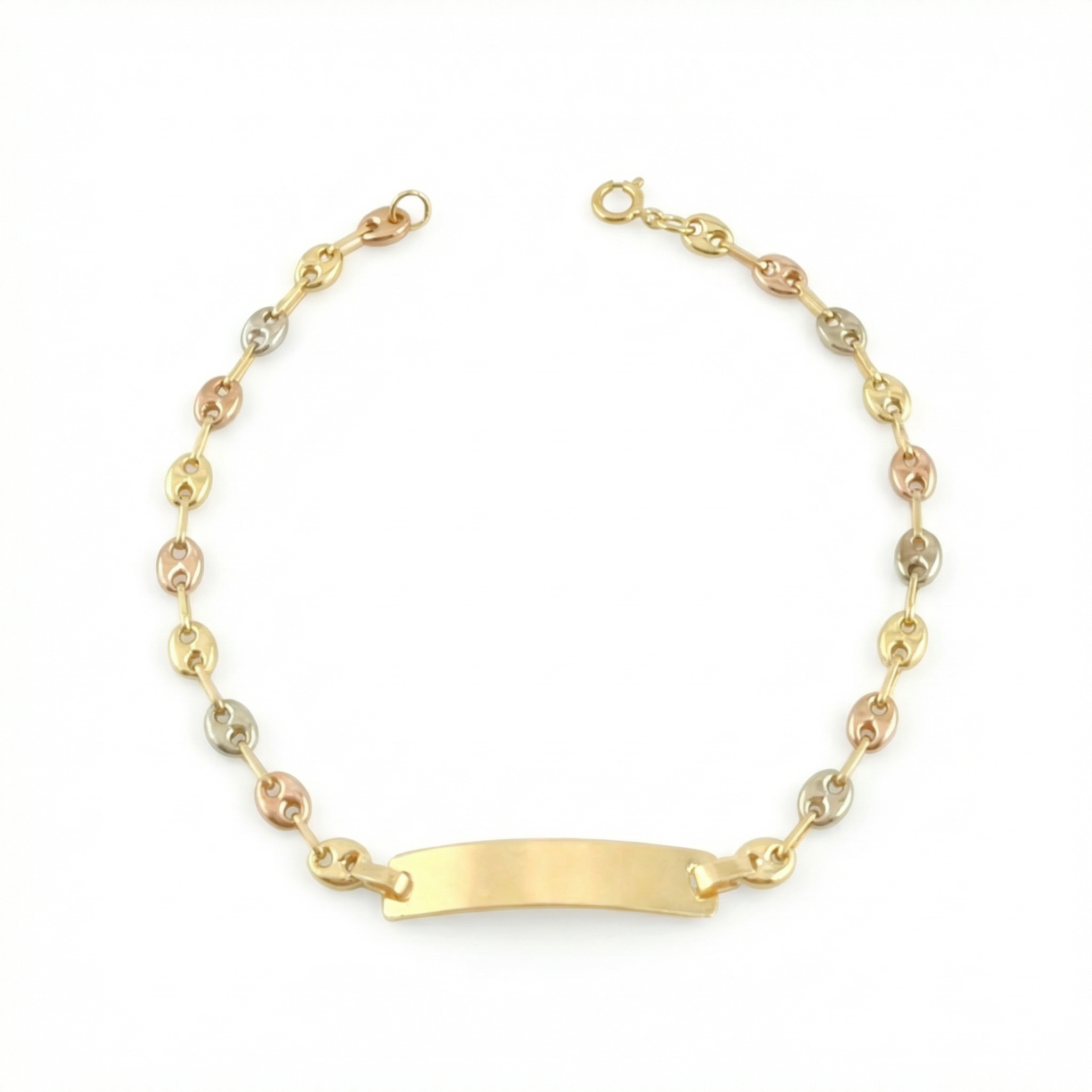 Pulso Bebé Gc Placa Rectangular Lisa 1.45gr / 5 3/4 in / 3.2mm Tres Oros 18K *
