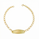 Pulso Bebé Espiga Placa Ovalada Bordeada 1.2gr / 5 3/4 in / 2.7mm Oro Amarillo 18K