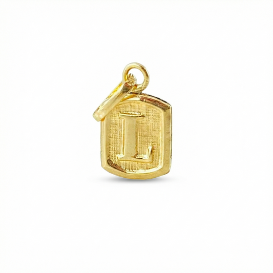 Pendant Letter L Textured Frame 0.3gr / 1/2 in / 18K Yellow Gold ©