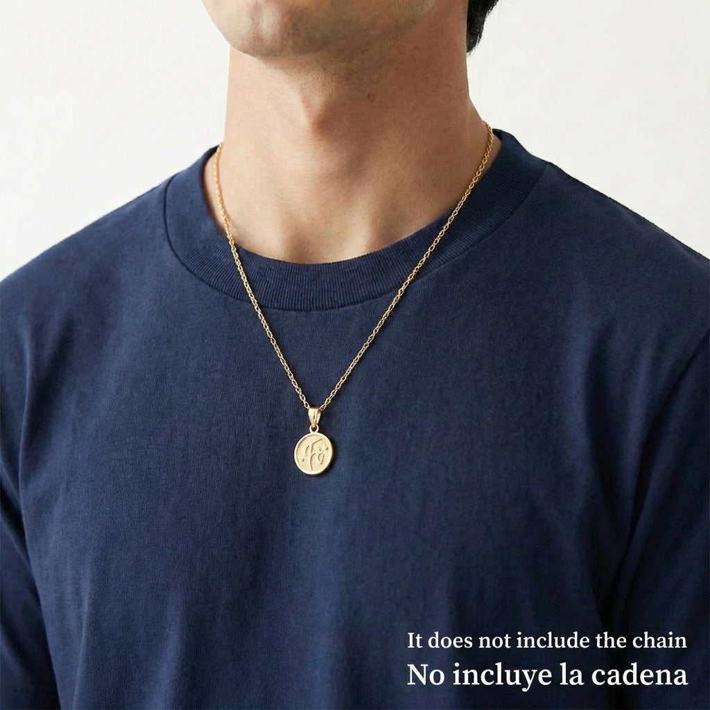 Pendant Faith Medal 0.95gr / 2.2cm / Yellow Gold 18K Enamelled