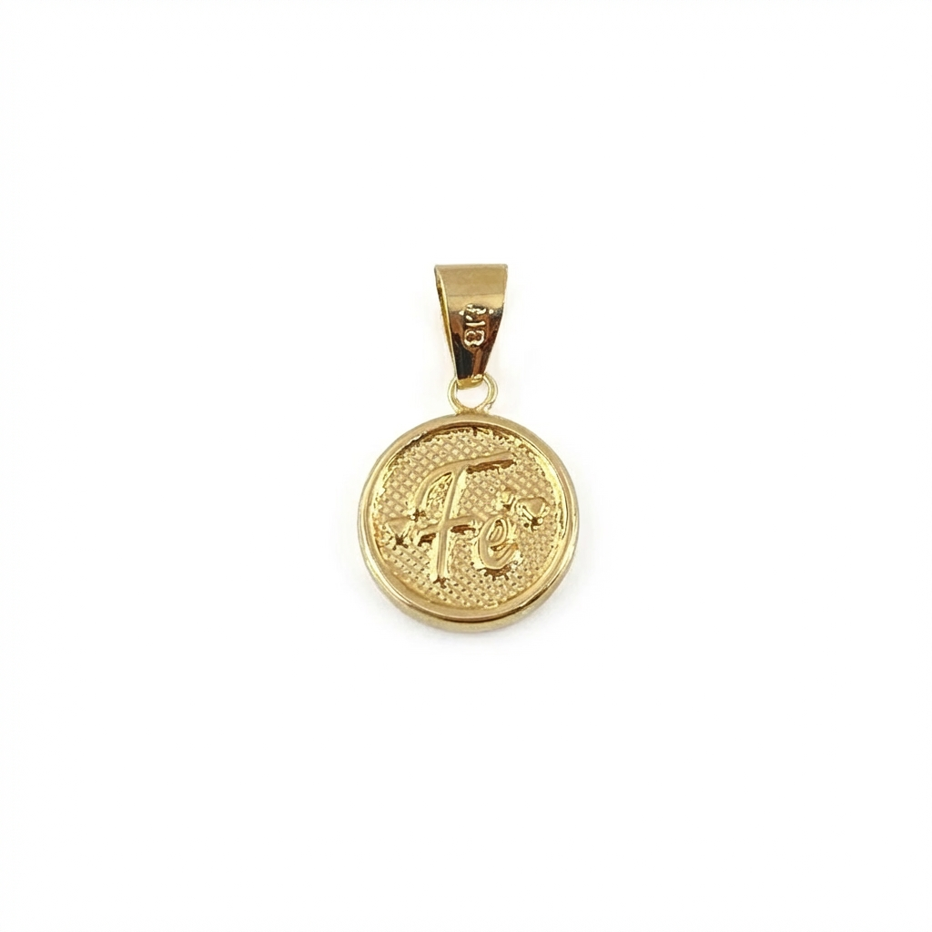 Pendant Faith Medal 0.95gr / 2.2cm / Yellow Gold 18K Enamelled