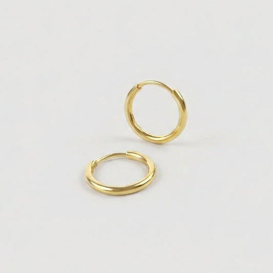 Mini Smooth Hoop Earrings 0.4gr / 1/4 in / Yellow Gold 18K !