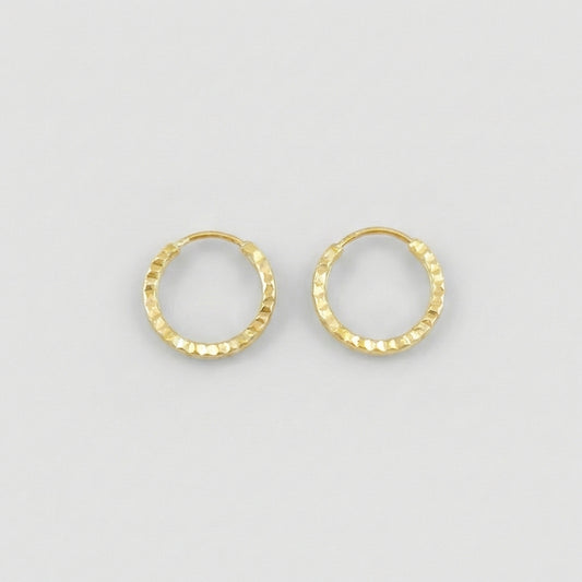 Candongas Mini Aro Rayado 0.45 g / 1/2 in Oro Amarillo 18K