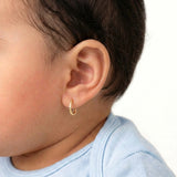 Candongas Mini Aro Rayado 0.45 g / 1/2 in Oro Amarillo 18K