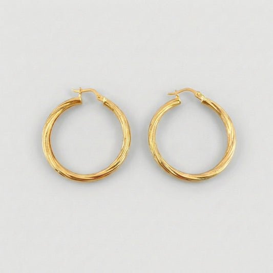 Hoop Earrings Mary 3.5gr / 1 1/4 in / Yellow Gold 18K ©