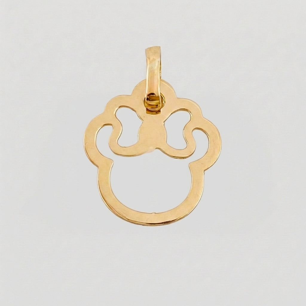 Pendant Mouse With Bow 0.45 g / 3/4 in Yellow Gold 18K