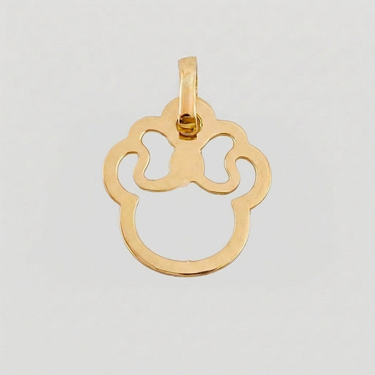 Pendant Mouse With Bow 0.45 g / 3/4 in Yellow Gold 18K