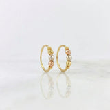 Hoop Earrings Trio Beads 0.9g / 1/4 in Three Golds 18K