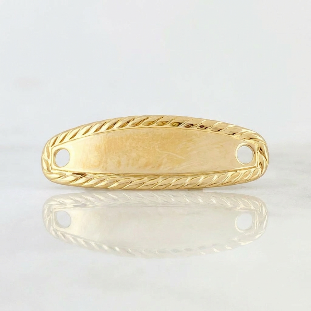 Herraje Placa Ovalada Bordeada 0.25 g / 3/4 in Oro Amarillo 18K