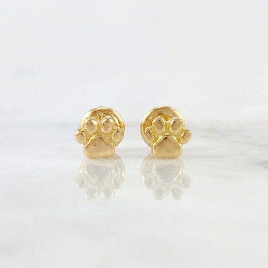 Stud Earrings Paw Print 0.9gr / 5.3mm Yellow Gold 18K