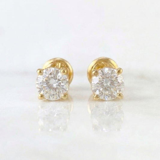 Stud Earrings Four Claws 1.4gr / 5.5mm Yellow Gold 18K
