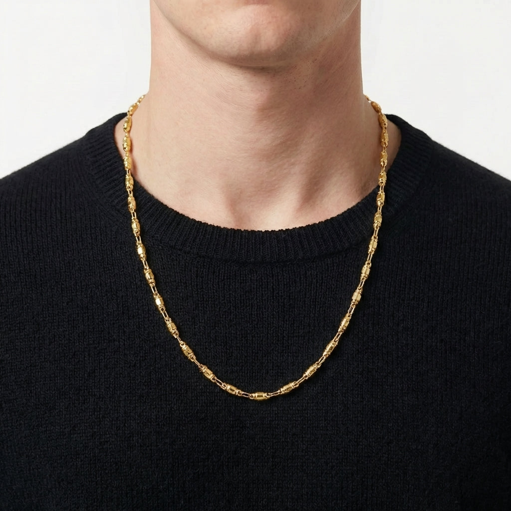 Cadena Rustica Cilindro 7.75 g / 24 in / 3.75 mm Oro Amarillo 18K