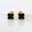 Clover Stud Earrings Black Onyx 2.25 g / in / 8.4 mm Yellow Gold 18K