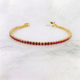 Tennis Bracelet Rubies 2.82 Qts 7.4gr / 7 in / 2.5mm 18K Yellow Gold ©