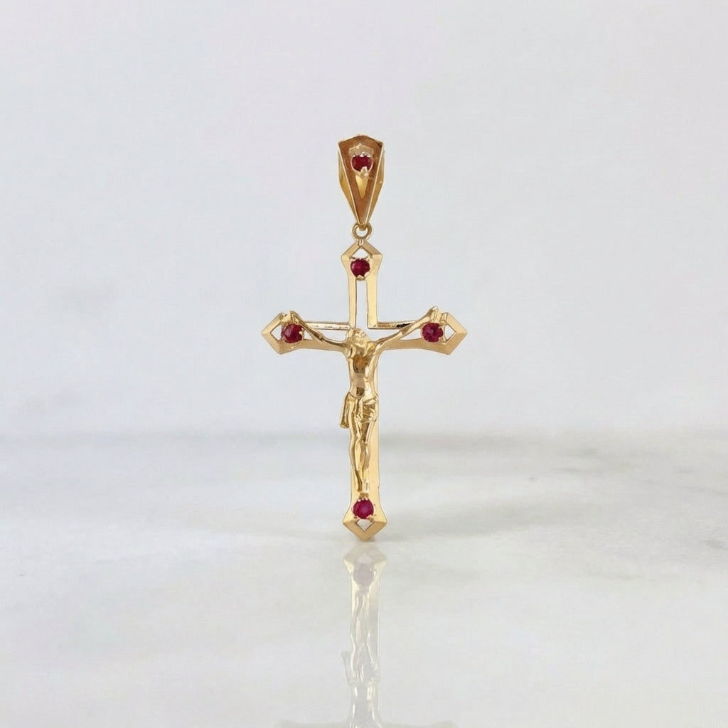 Dije Cruz Cristo Rubies 35pts 4.15gr / 2 in / Oro Amarillo 18K ©