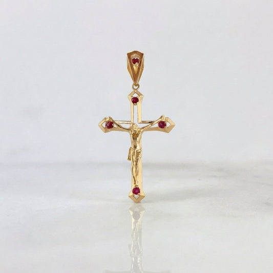 Christ Cross with Rubies Pendant 35pts 4.15gr / 2 in / 18K Yellow Gold ©