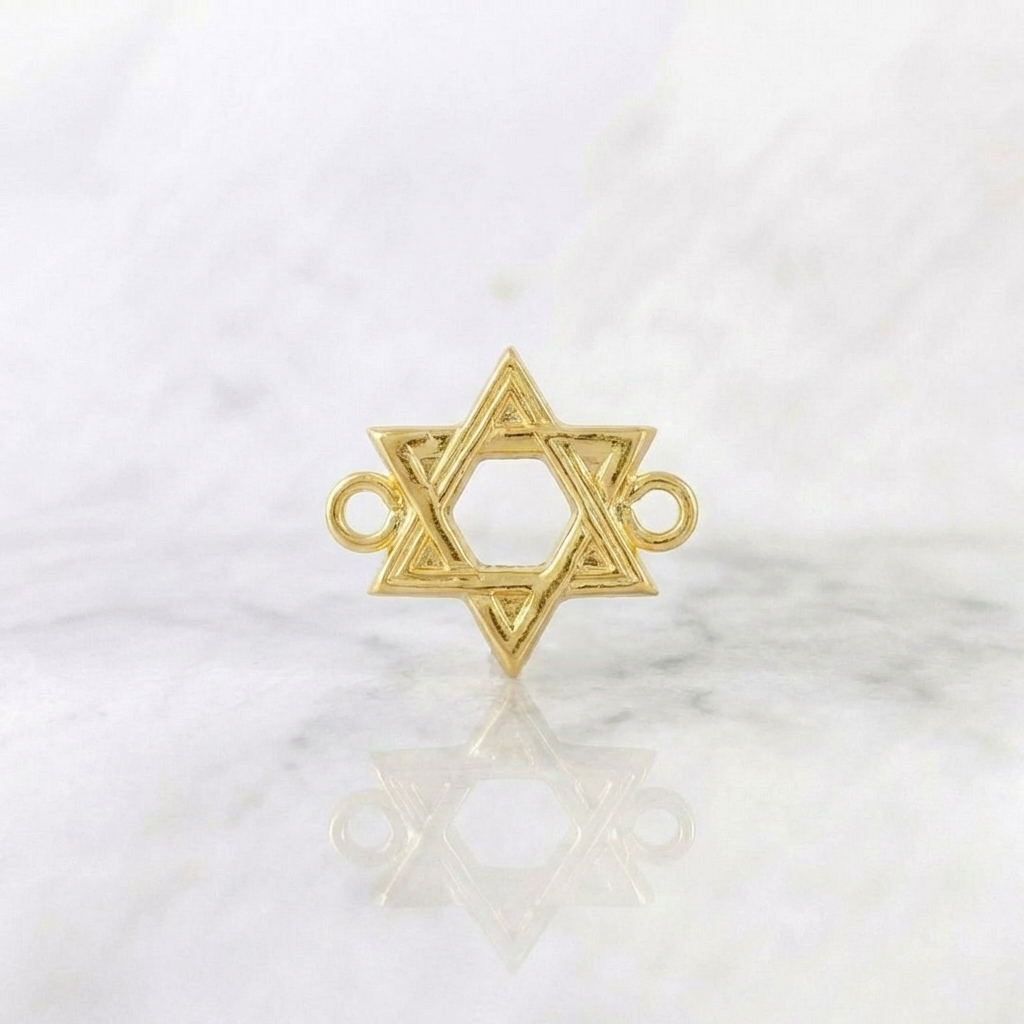 Herraje Estrella De David 0.6 g / 3/4 in Oro Amarillo 18K