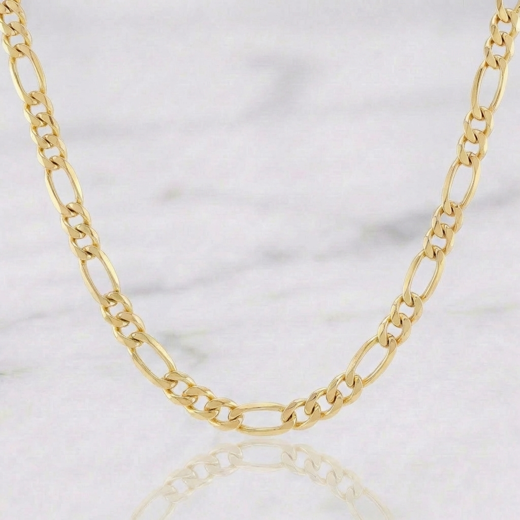 Cadena Figaro 7.55gr / 28 1/2 in / 4.6mm Oro Amarillo +1 18K $