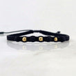 Pulsera Negra 3mm Bolas Lisas 3 und Neoprenos Oro Amarillo 18K (A.C)