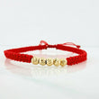 Red Woven Bracelet Diamond Cut Beads 4mm Yellow Gold 18K