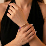 Pulsera Tejida Lila Bolas Lisas 10 Und / 6Mm Oro Rosa 18K (A.C)