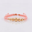 Pulsera Tejida Rosada Lisas 3 Und / 5Mm-6Mm / Diamantadas 4 Und / 3Mm-4Mm Oro Rosa 18K (A.C)