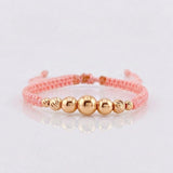 Pulsera Tejida Rosada Lisas 3 Und / 5Mm-6Mm / Diamantadas 4 Und / 3Mm-4Mm Oro Rosa 18K (A.C)