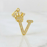 Dije Corona Letra V 1.65g / 1 in Oro Amarillo 18K