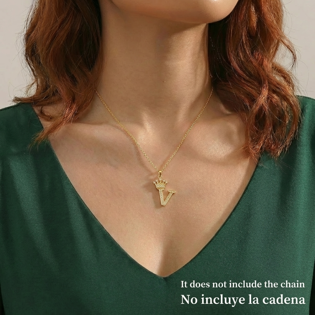 Dije Corona Letra V 1.7g / 1 in Oro Amarillo 18K