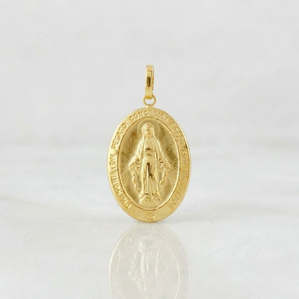 Pendant Virgen Milagrosa 3.2 g / 1 1/2 in Yellow Gold 18K