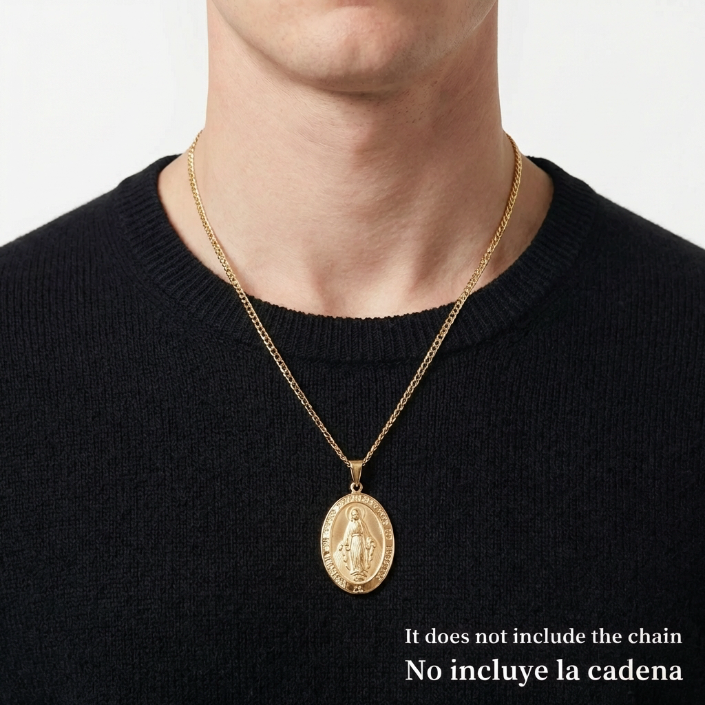 Pendant Virgen Milagrosa 3.2 g / 1 1/2 in Yellow Gold 18K